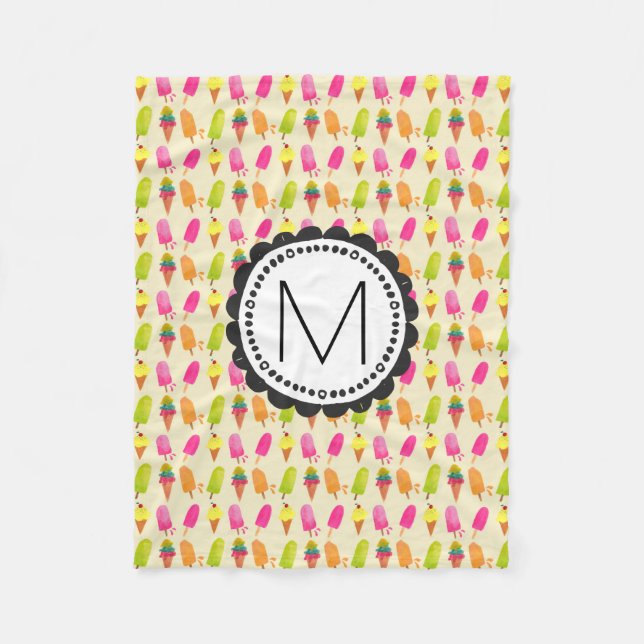 Manta Polar Monograma Personalizado de pipetas y crema de hiel (Anverso)