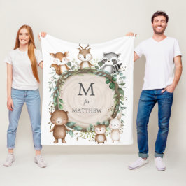 Manta Polar Monograma Personalizado de vegetación de animales