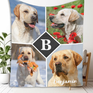 Manta Polar Monograma personalizado del perro Mascota de Colla