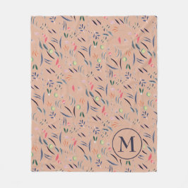Manta Polar Monograma personalizado Floral acuarela Bl