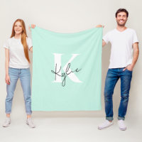 Monograma personalizado moderno de crema de menta: