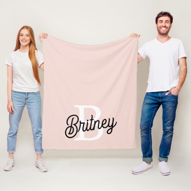 Manta Polar Monograma personalizado moderno y nombre Pastel ro (In situ)