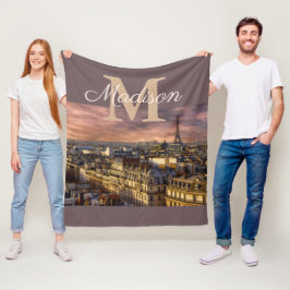 Manta Polar Monograma personalizado París Francia Torre Eiffel