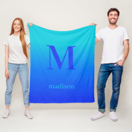 Manta Polar Monograma personalizado y nombre Turquesa a degrad