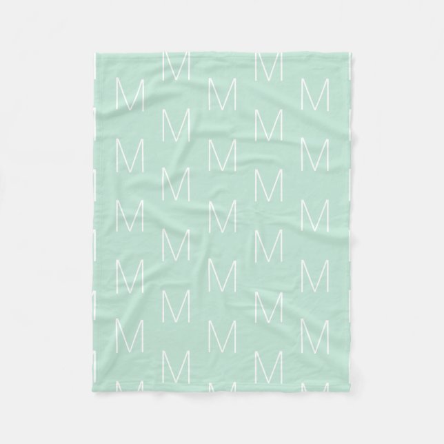 Manta Polar Monograma personalizar letra inicial menta marina (Anverso)