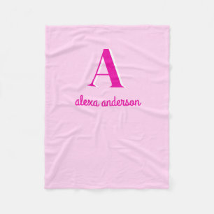 Manta Polar Monograma retro rosado caliente