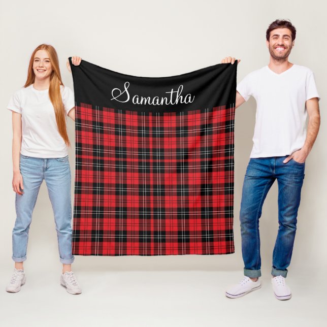 Manta Polar Monograma Rojo Blanco Tartán Tartán Tapa de búfalo (In situ)