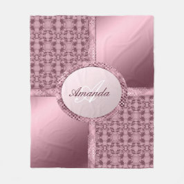 Manta Polar Monograma rosa de las joyas satinadas de Faux Lace