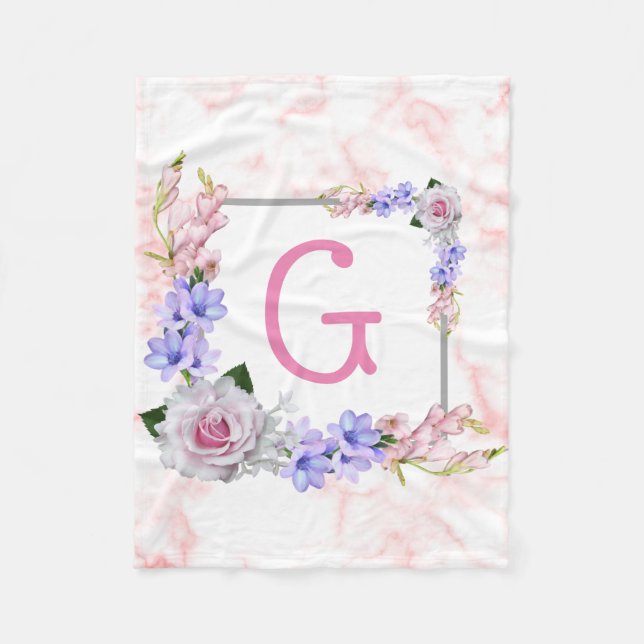 Manta Polar Monograma rosa de Rose Bouquet (Anverso)