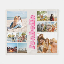 Manta Polar Monograma rosa moderno 10 Collage de fotos persona