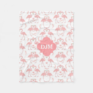 Manta Polar Monograma rosado de Polkadot de los flamencos del