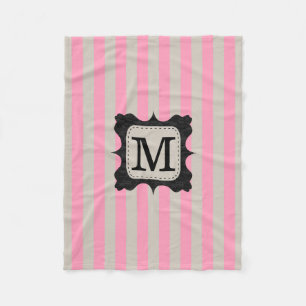 Manta Polar Monograma rosado del personalizado del negro del