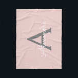Manta Polar Monograma Rubor Gris Rosa Girly Nombre moderno<br><div class="desc">Monograma Rubor Rosa y Gris con funda de papel. Esto hace que el dulce perfecto cumpleaños 16,  boda,  ducha de novia,  aniversario,  ducha de bebé o fiesta de soltera sea regalo para alguien que ama el lujo glam y los estilos de moda.</div>