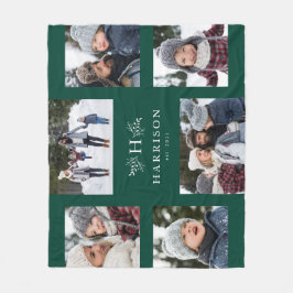 Manta Polar Monograma rústico seis collage de fotos verde