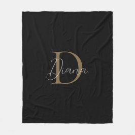 Manta Polar Monograma simple del guión dorado del mosquito neg