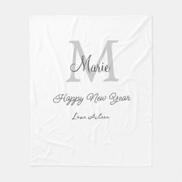 Manta Polar monograma simple minimalista feliz año nuevo nombr