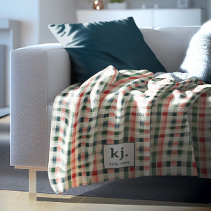Manta Polar Monograma suave Evergreen Gingham