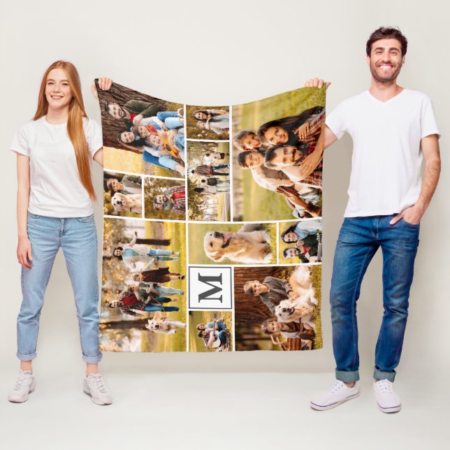 Manta Polar Monograma único simple de 11 Collages de fotos Tu  (In situ)