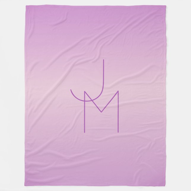 Manta Polar Monograma único superpuesto | Lavanda suave rosa (Anverso)