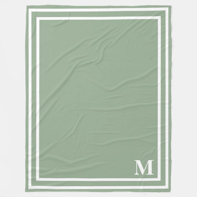 Manta Polar Monograma verde sabio moderno (Anverso)