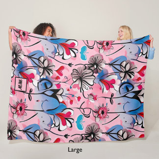 Manta Polar Monograma vibrante, floral y floral