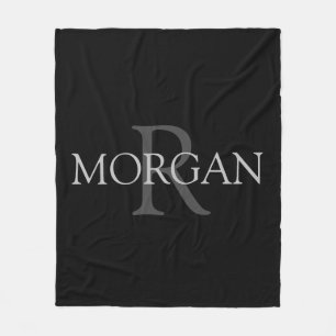 Manta Polar Monograma y nombre DIY, negro de moda con texto gr