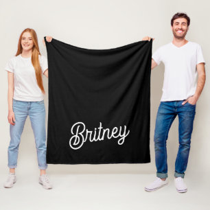 Manta Polar Monograma y nombre personalizados de blanco negro 