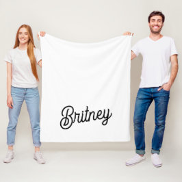 Manta Polar Monograma y nombre personalizados de blanco negro 