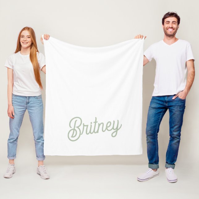 Manta Polar Monograma y nombre personalizados verde sabio mode (In situ)