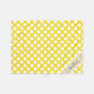 Manta Polar Monograma Yellow White Trendy Fun Polka Dot Patter