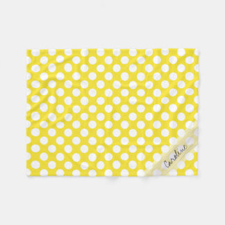 Manta Polar Monograma Yellow White Trendy Fun Polka Dot Patter