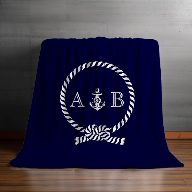 Manta Polar Monogramado de pista náutica azul de la marina y d (Subido por el creador)