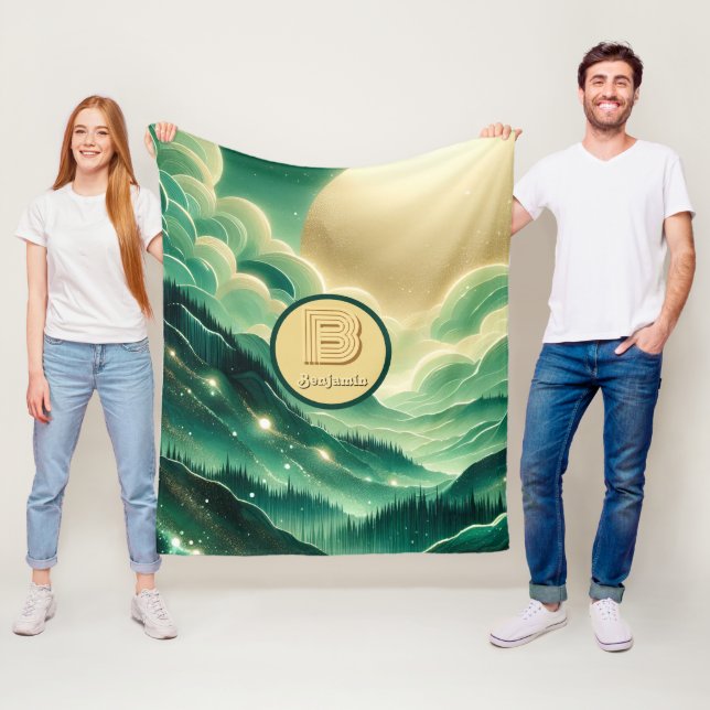 Manta Polar Monogramado del Purpurina Gradient Emerald Kelly G (In situ)