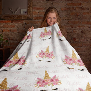 Manta Polar Monogramado el nombre repetitivo de unicornio pers