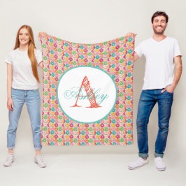 Manta Polar Monogramed personalizada donuts fleece blanket