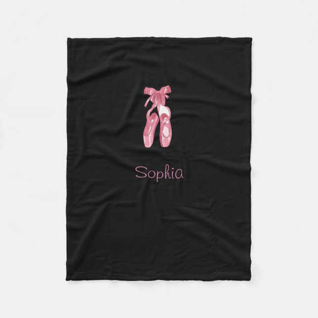 Manta Polar Monogrammed black blanket with ballet shoes (Anverso)