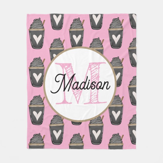 Manta Polar Monogrammed personalize fleece blanket coffee (Anverso)
