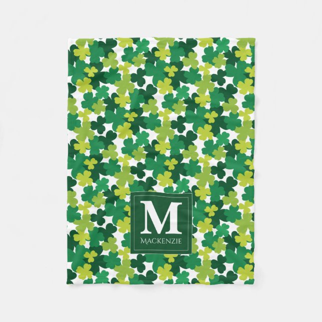 Manta Polar Monogrammed St. Patrick's Day Shamrock (Anverso)