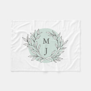 Manta Polar Monogramo de Wreath de masa rústica
