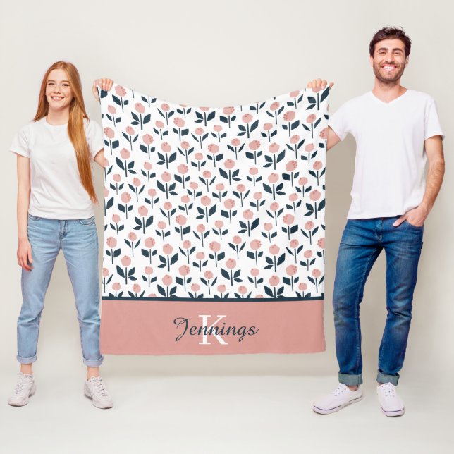 Manta Polar Monogramo Floral Fleece Blanket (In situ)