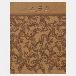 Manta Polar Monorammed Rust and Gold Leafy Swirls