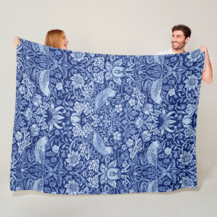 Manta Polar Monotona azul de fresa, William Morris