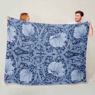 Manta Polar Monotona azul impernel. William Morris