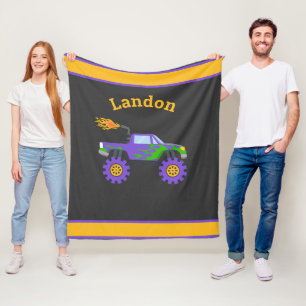 Manta Polar Monster Camión Nombre Personalizado Niños Fleece