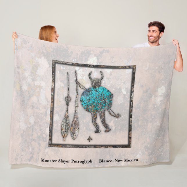 Manta Polar Monster Slayer Petroglyph Fleece Blanket (In situ)