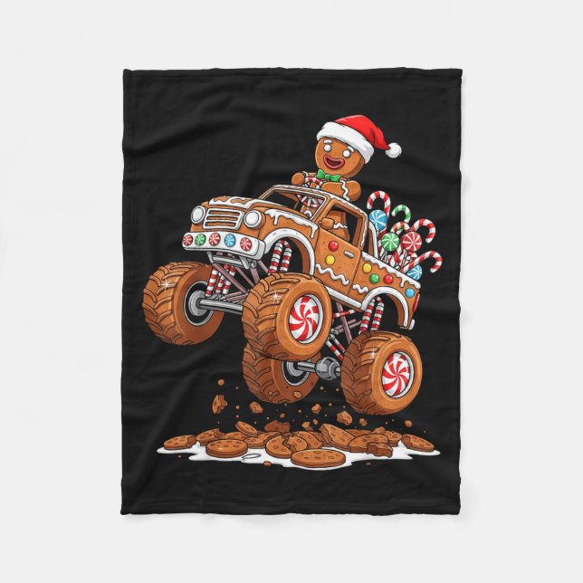 Manta Polar Monster Truck Gingerbread Man Funny Christmas Baki (Anverso)