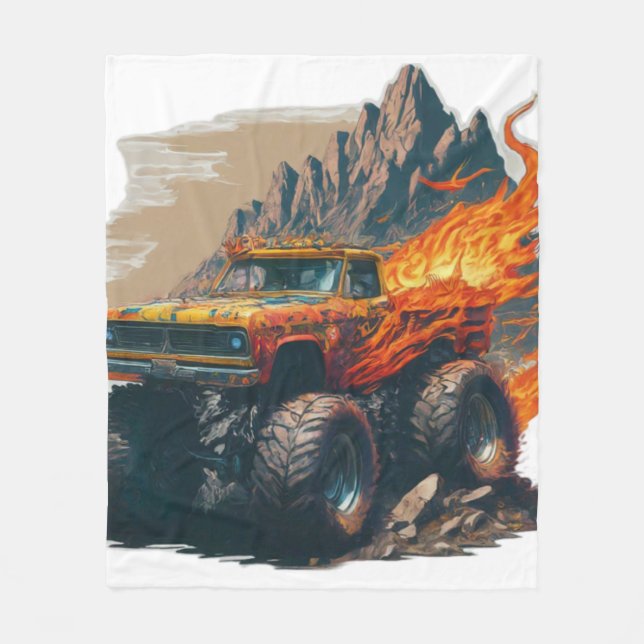 Manta Polar Monster Truck Mania Fleece Blanket (Anverso)