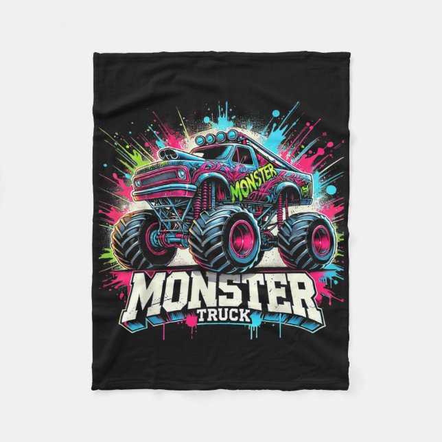Manta Polar Monster Truck Retro Colorido Graffiti Toddls (Anverso)
