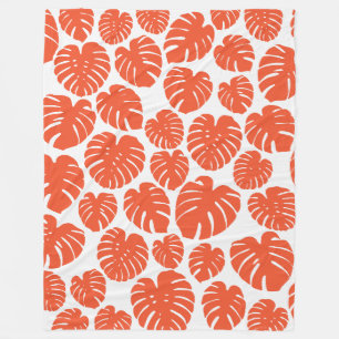 Manta Polar Monstera - Naranja y blanco