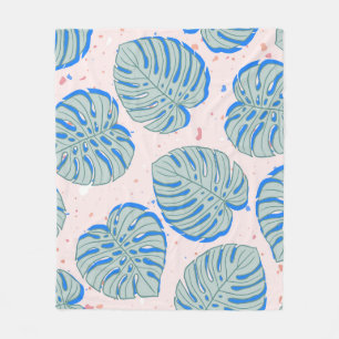 Manta Polar Monstera tropical: Patrón de cosecha Terrazzo